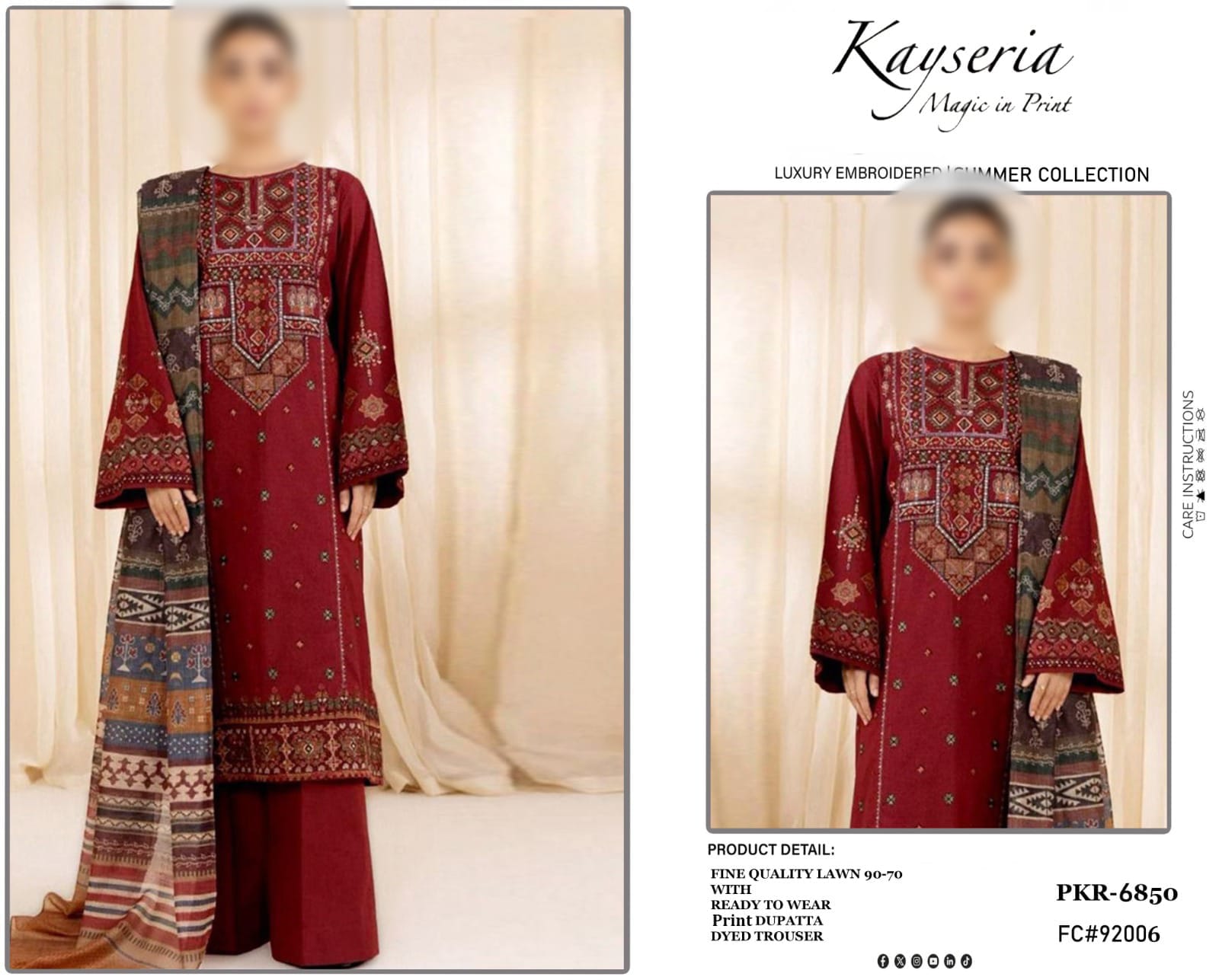 Kayseria Pure Dhanak Suit 3PC Unstitched