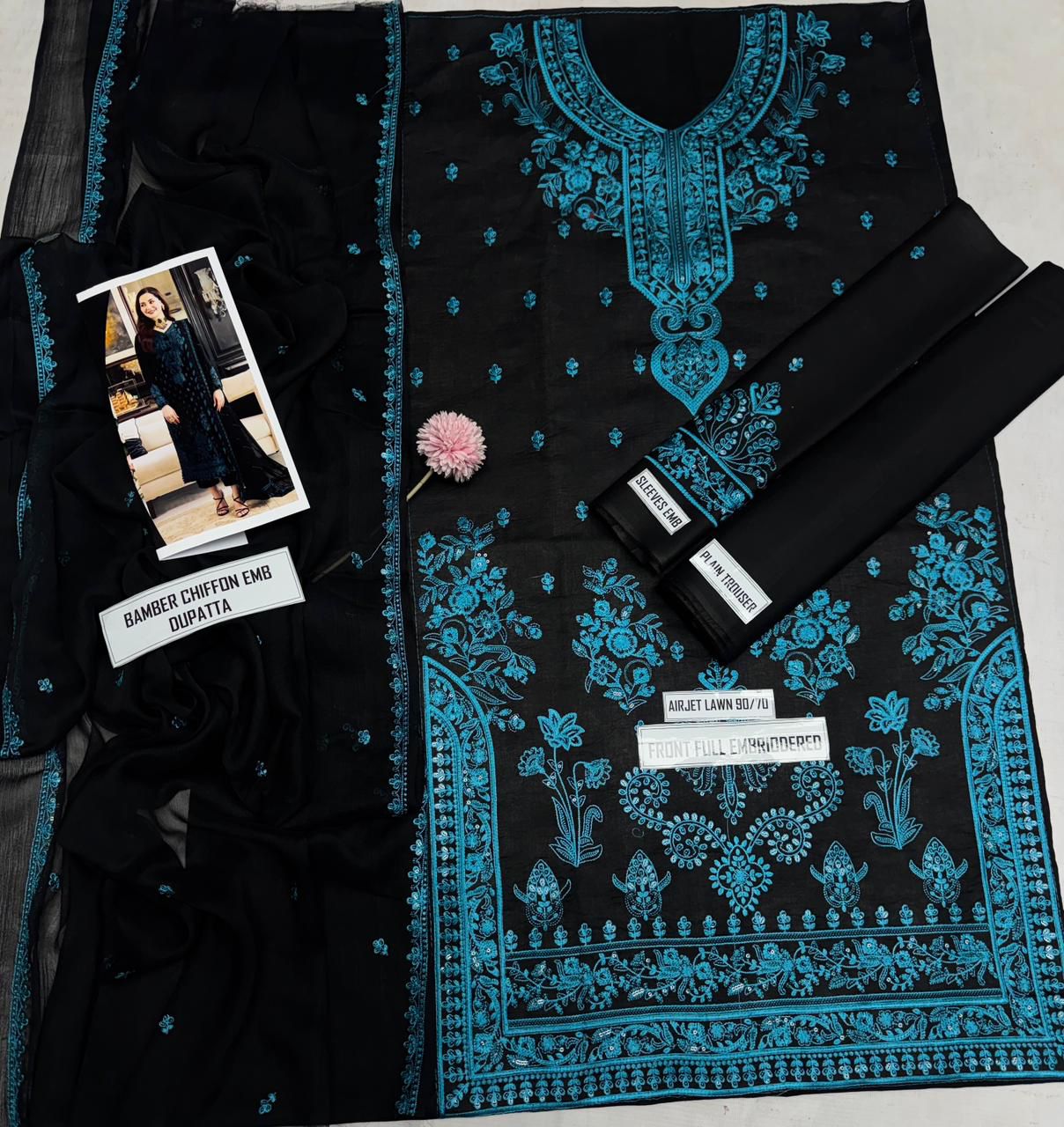 Luxury Chiffon 3PC Embroidered Suit